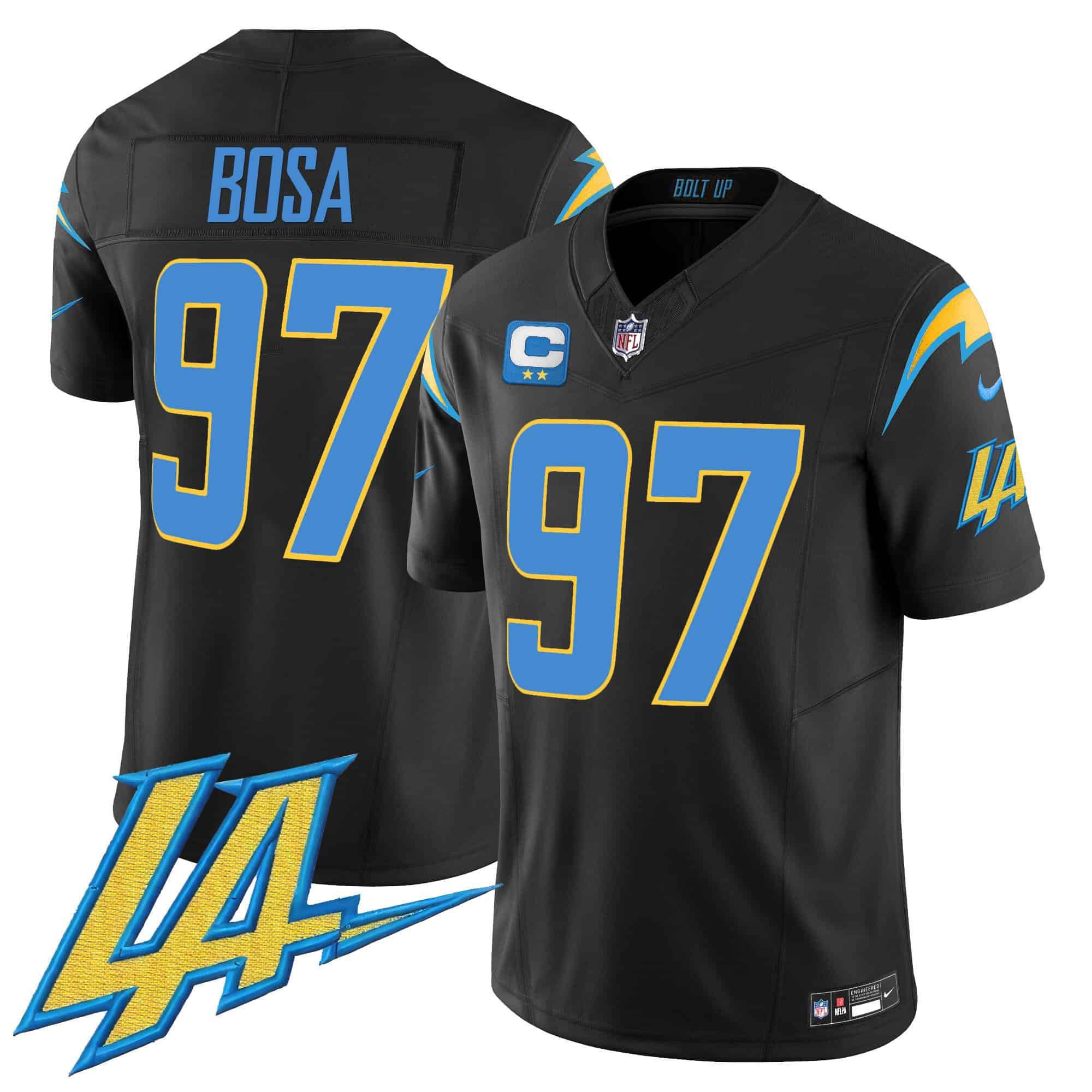 Men Los Angeles Chargers 97 Bosa Black 2024 Nike Vapor Limited NFL Jersey style 1